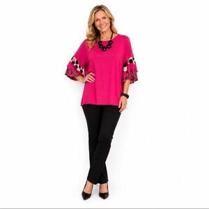 CELESTE Fuchsia Ruffle Sleeve Top Size XL